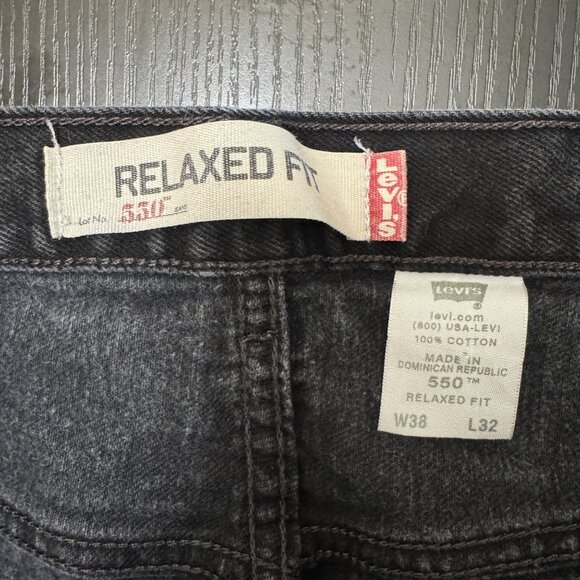VTG Levi's 550 Jeans Men's 38x32 Black Relaxed Fit Stretch Denim Red Tab Y2K 00s - Picture 2 of 11